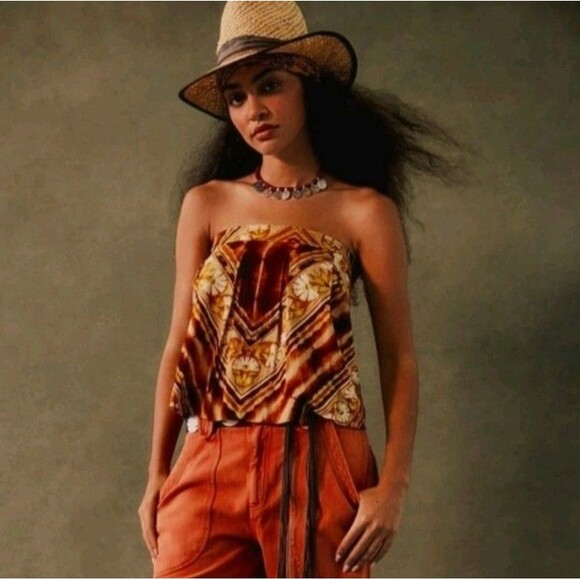 FREE PEOPLE Kendra Printed Tube Top Size Medium NWOT - Picture 1 of 11